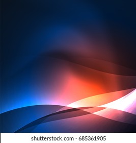 Vector abstract illuminated neon waves