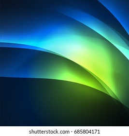 Vector abstract illuminated neon waves