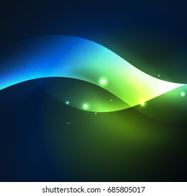 Vector abstract illuminated neon waves