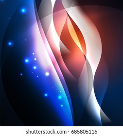 Vector abstract illuminated neon waves