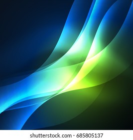 Vector abstract illuminated neon waves