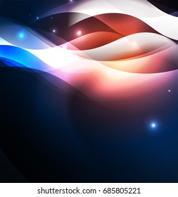 Vector abstract illuminated neon waves