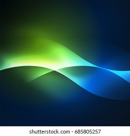 Vector abstract illuminated neon waves