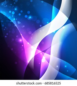 Vector abstract illuminated neon waves