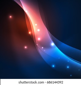 Vector abstract illuminated neon waves