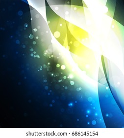Vector abstract illuminated neon waves