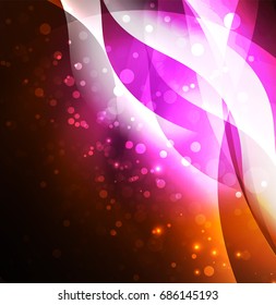 Vector abstract illuminated neon waves