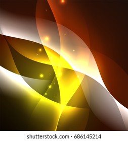 Vector abstract illuminated neon waves