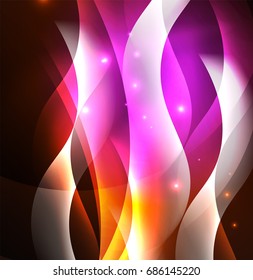 Vector abstract illuminated neon waves
