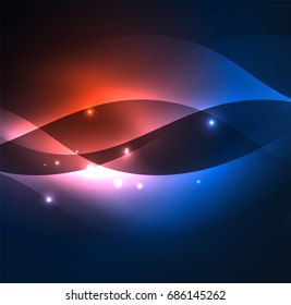 Vector abstract illuminated neon waves