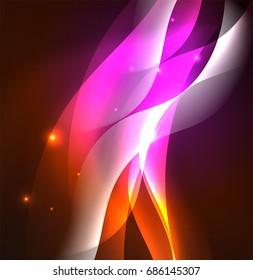 Vector abstract illuminated neon waves