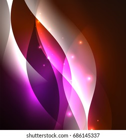 Vector abstract illuminated neon waves
