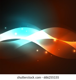 Vector abstract illuminated neon waves