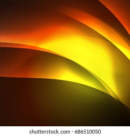 Vector abstract illuminated neon waves