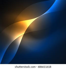 Vector abstract illuminated neon waves