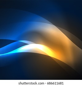 Vector abstract illuminated neon waves