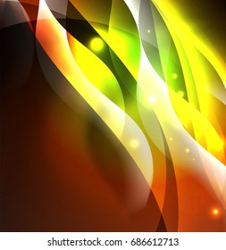 Vector abstract illuminated neon waves