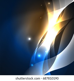 Vector abstract illuminated neon waves