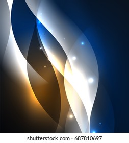 Vector abstract illuminated neon waves