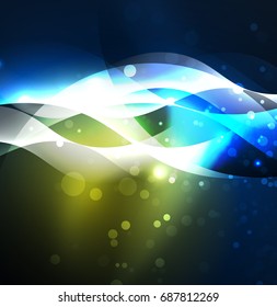 Vector abstract illuminated neon waves