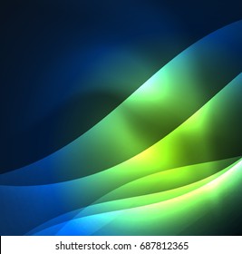 Vector abstract illuminated neon waves