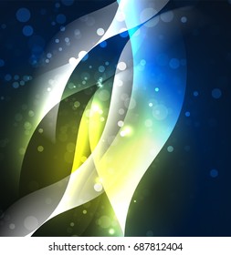 Vector abstract illuminated neon waves