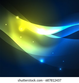 Vector abstract illuminated neon waves
