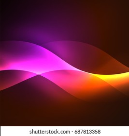 Vector abstract illuminated neon waves