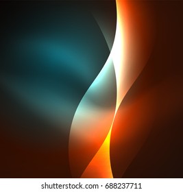 Vector abstract illuminated neon waves