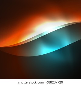 Vector abstract illuminated neon waves
