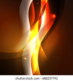 Olas de neón iluminadas abstractas vectoriales