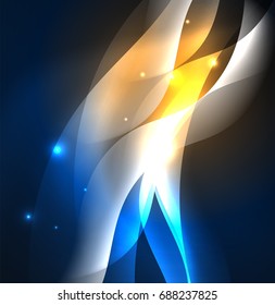 Olas de neón iluminadas abstractas vectoriales