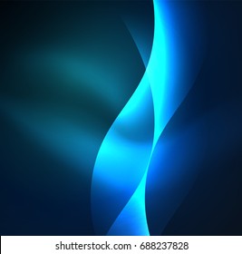 Vector abstract illuminated neon waves