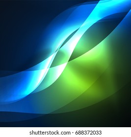 Vector abstract illuminated neon waves