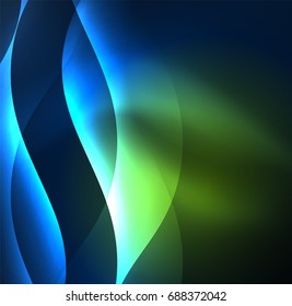 Vector abstract illuminated neon waves