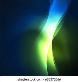 Olas de neón iluminadas abstractas vectoriales