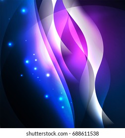 Vector abstract illuminated neon waves