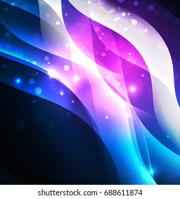 Vector abstract illuminated neon waves