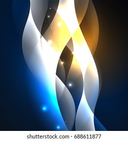 Vector abstract illuminated neon waves