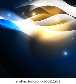 Vector abstract illuminated neon waves