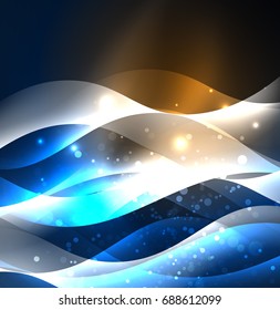 Vector abstract illuminated neon waves
