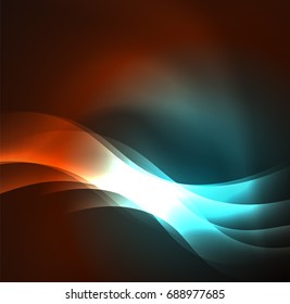 Vector abstract illuminated neon waves