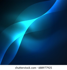 Vector abstract illuminated neon waves