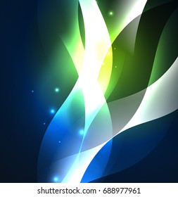 Vector abstract illuminated neon waves