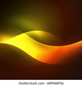 Vector abstract illuminated neon waves