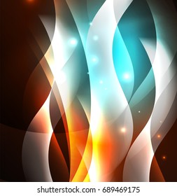 Vector abstract illuminated neon waves