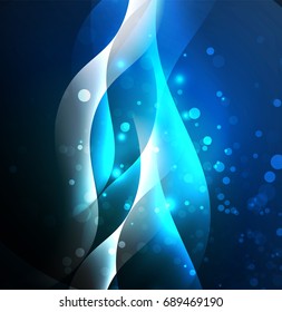 Vector abstract illuminated neon waves
