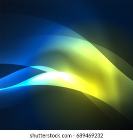 Vector abstract illuminated neon waves