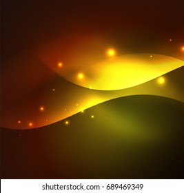 Olas de neón iluminadas abstractas vectoriales