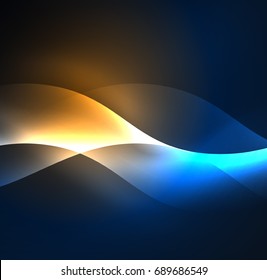 Vector abstract illuminated neon waves